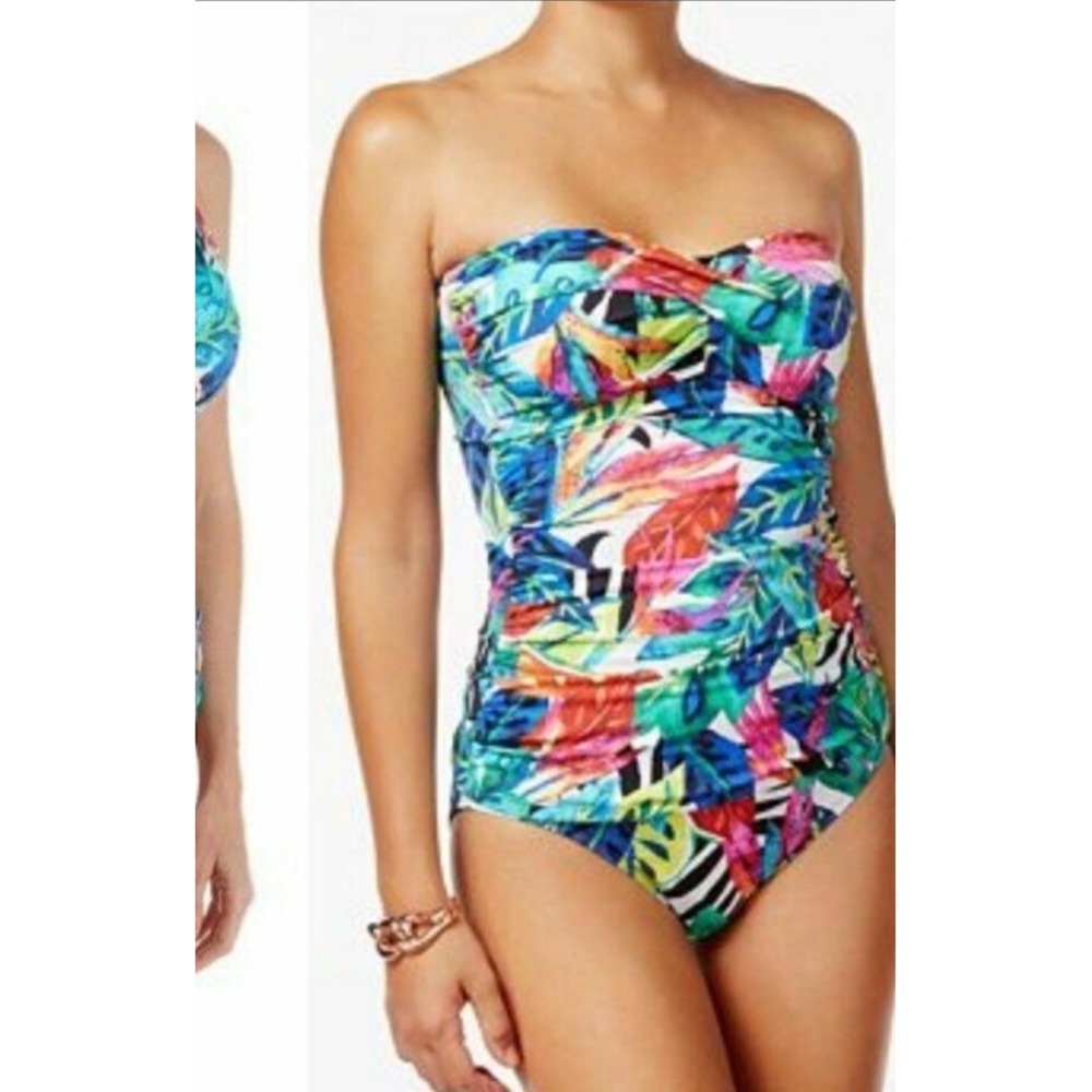 Lauren Ralph Lauren Rainforest Tropical Twist Tankini Top Multi Color Size 12